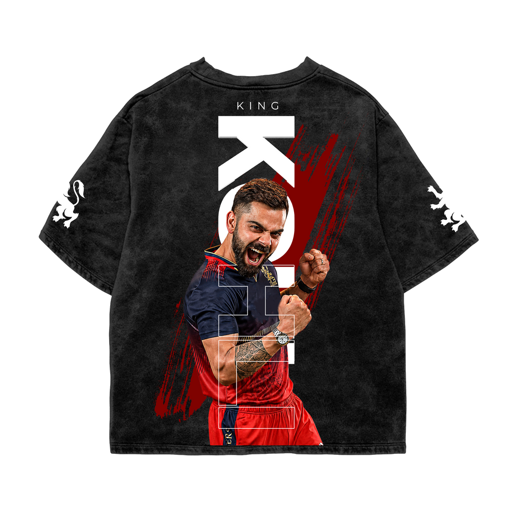 RCB King Acid Wash Oversized Tee
