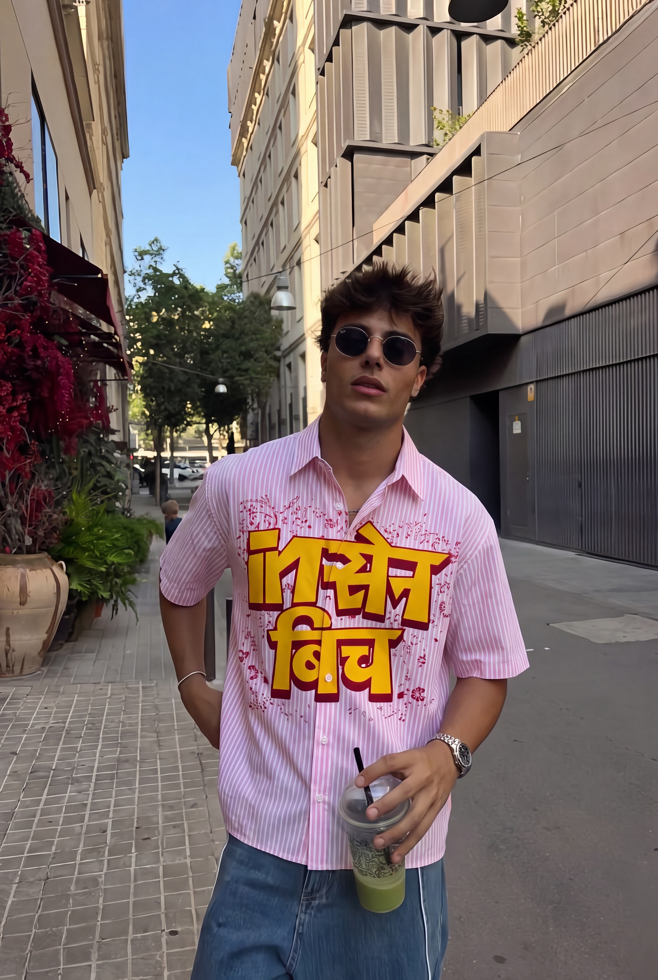INSANE BEECH PINK STRIPED BOXY FIT SHIRT