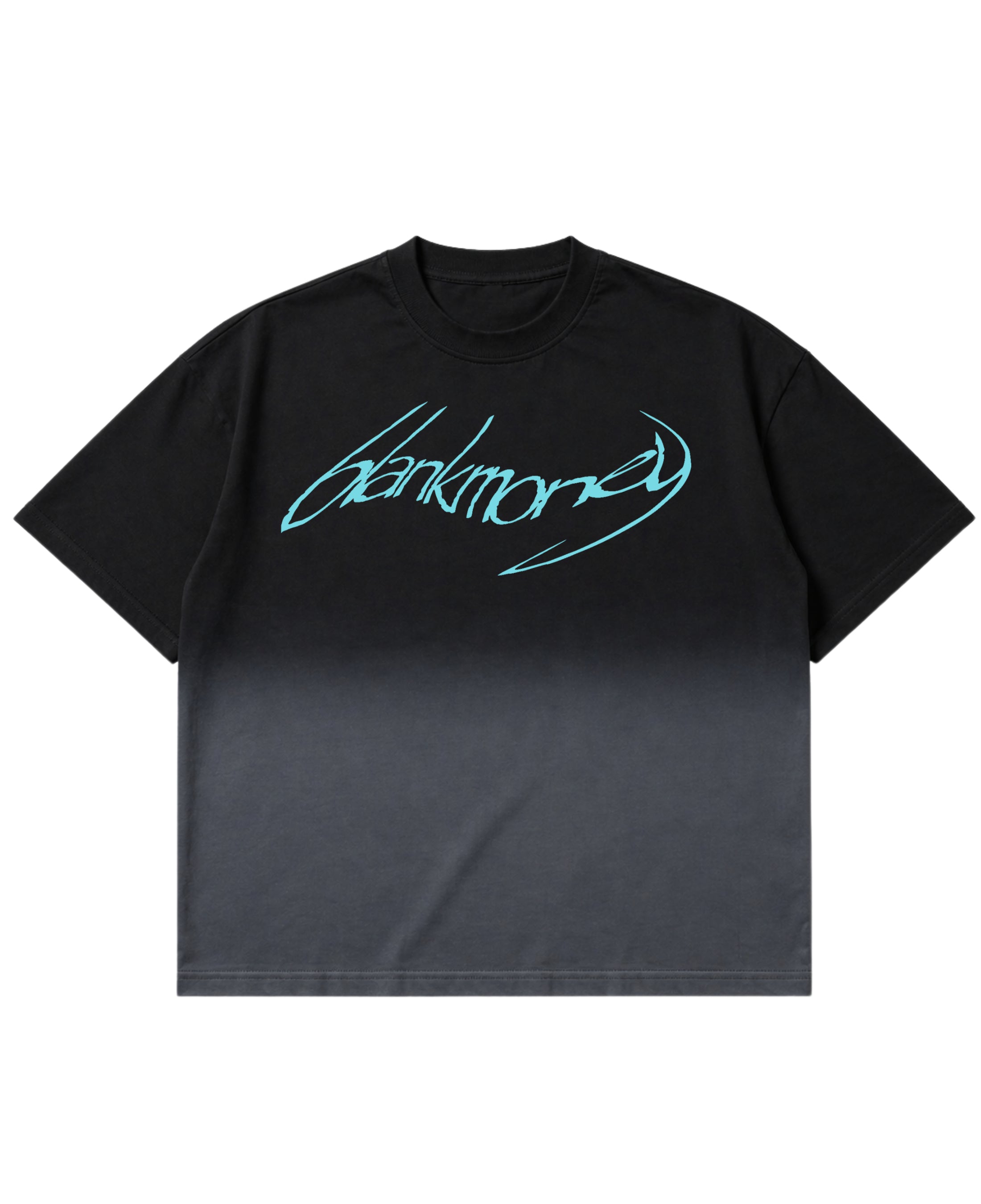 Black Ombré Wash Boxy Fit T-shirt Front Design