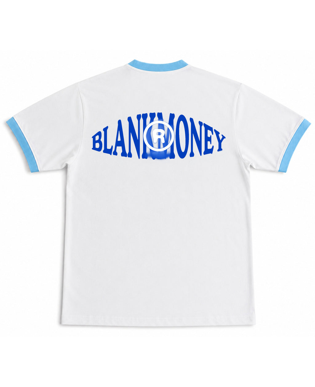 White & Sky Blue Ringer tee Back Design