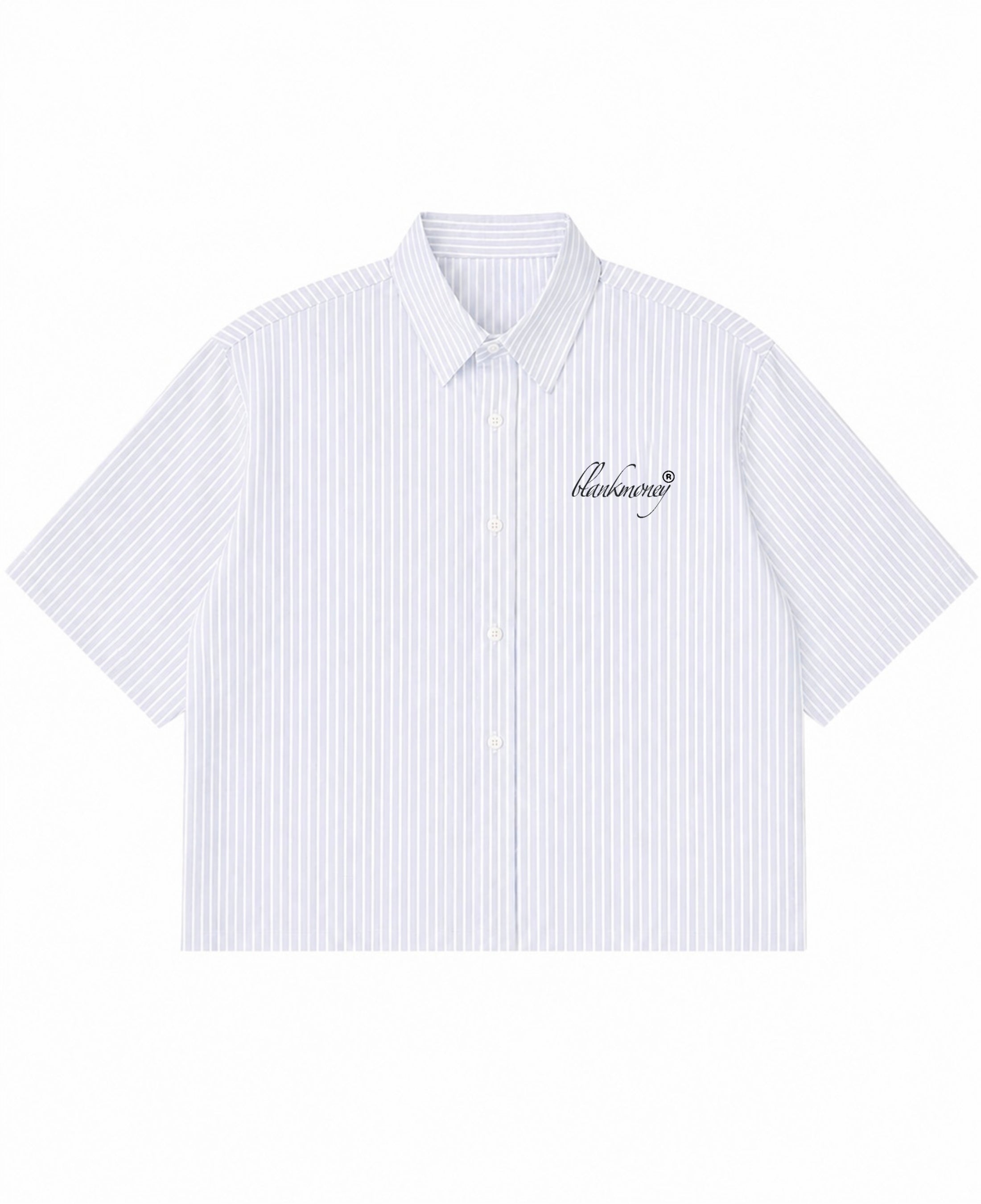 Blue Striped Oxford Boxy Shirt Front Design