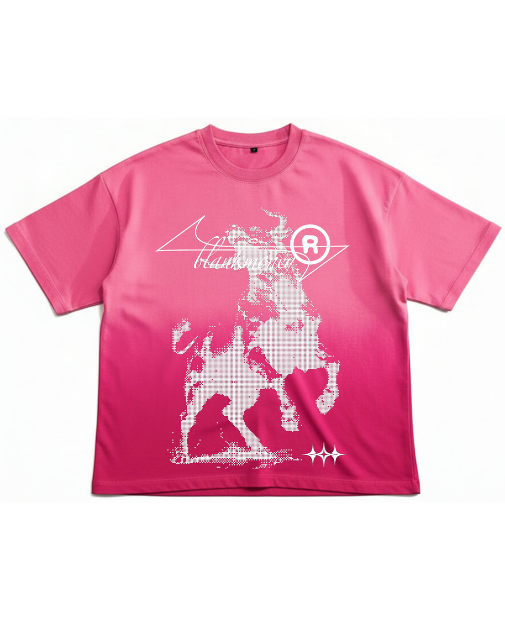 Pink Sunfade Ombré Wash Boxy Fit T-shirt Front Design