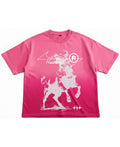 Pink Sunfade Ombré Wash Boxy Fit T-shirt Front Design