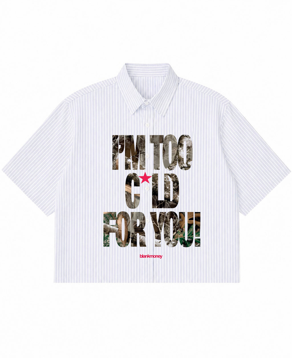 Blue Striped Oxford Boxy Shirt Front Design