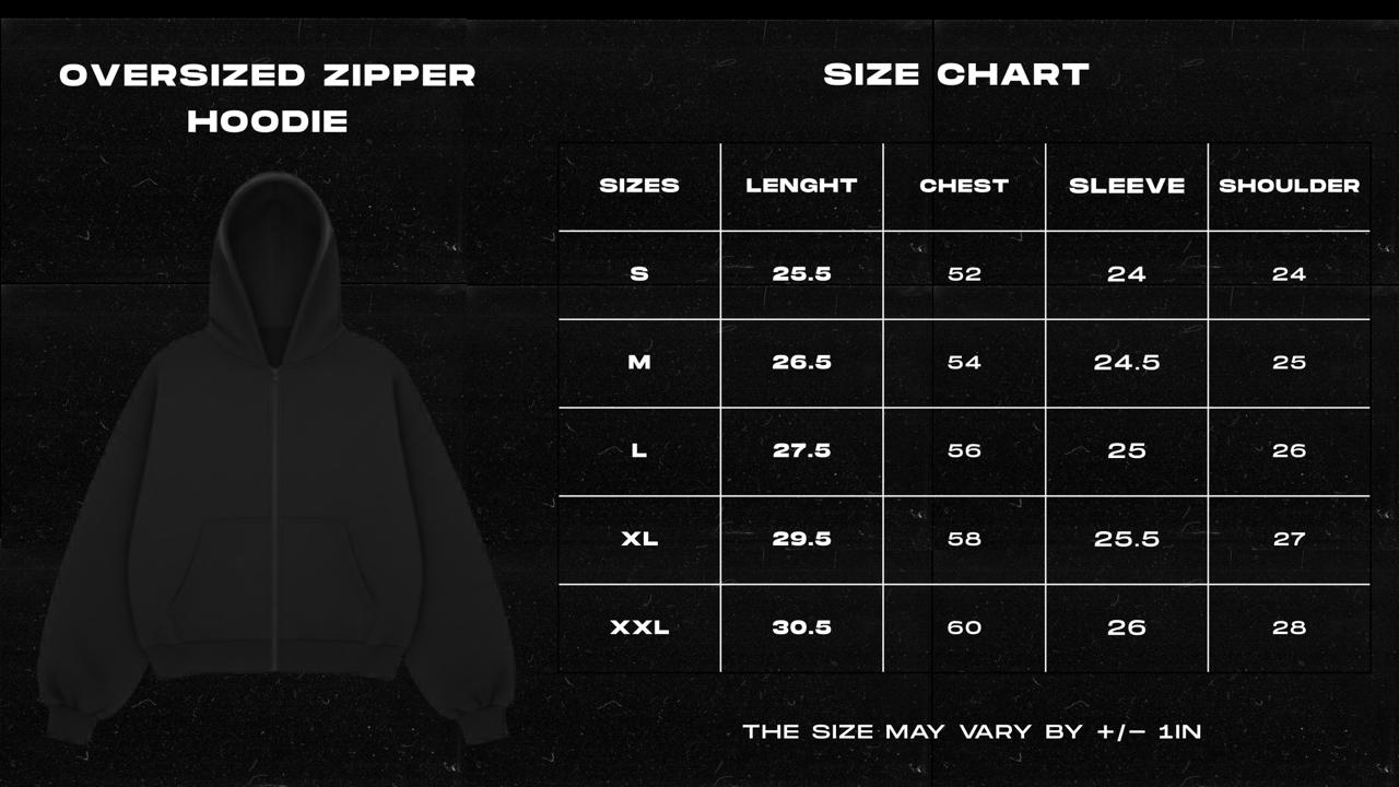 Signature Cozy Hoodie size chart